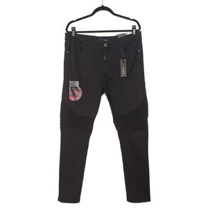 HYPE Moto Ribbed Knee Black Skinny Butt Hugger Stretchy Jeans 23/24 NWT